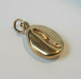 Vintage 9ct Solid Gold Heavy,  Thick Coffee Bean Pendant - 3.  3 Grams - Hallmarked