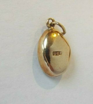 Vintage 9ct Solid Gold Heavy,  Thick Coffee Bean Pendant - 3.  3 Grams - Hallmarked 3