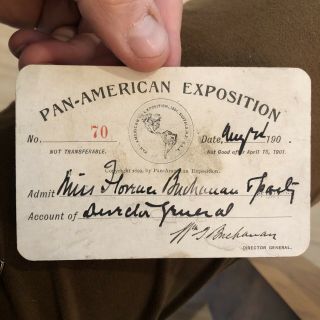 Rare Buffalo Ny 1901 Pan - American Exposition World’s Fair Numbered Pass