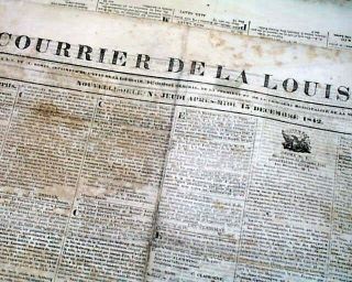 Rare Antebellum Orleans La Louisiana In French Language 1842 Old Newspaper