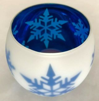 White Blue 3.  5 " Round Partylite Candle Holder