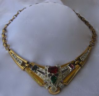 Mcclelland Barclay Vintage Multi Color Rhinestones Necklace
