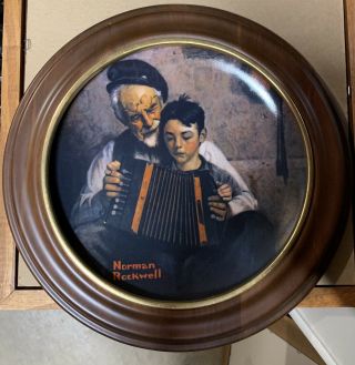 Norman Rockwell Plate Music Maker Accordion 1981 Limited Edition In Frame