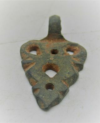 Ancient Byzantine Bronze Crusaders Amulet Shaped Like A Shield