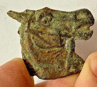 Ancient Viking Bronze Ax Pendant - Head Horse Intaglio Fibula Circa 793–1066ad