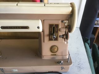 Vintage Singer 301A Slant Needle Sewing Machine Heavy Duty Two Toned,  Case 2