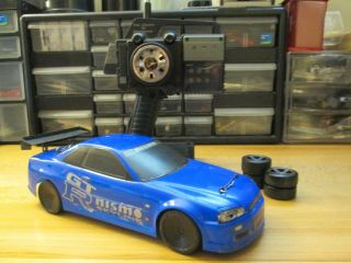 Vintage Hpi Micro Rs4 R34 Skyline 1/18 Scale Rc Car Rtr Upgraded Race Ready
