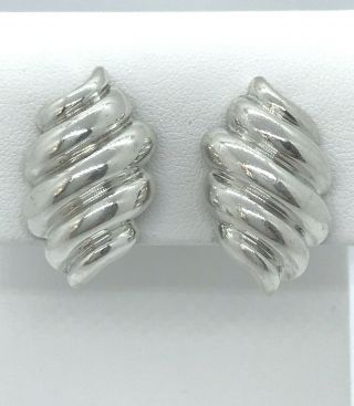 Tiffany & Co Vintage Shrimp Sea Shell Sterling Silver Clip Earrings