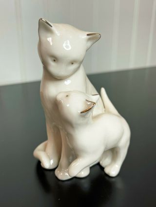 Lenox Mother Cat & Kitten Figurine With Gold Trim