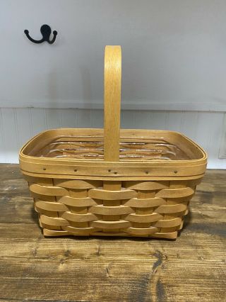 Longaberger Basket With Liner With Handle 9in X 5.  5in