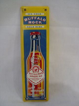 Vintage Buffalo Rock Ginger Ale Soda Painted Metal Advertising Door Push Sign