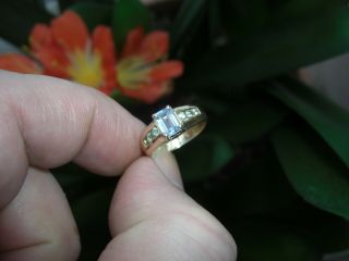 Vintage 1.  64ct Unheated Natural Ceylon Blue Sapphire 14k Gold Ring Emerald Cut