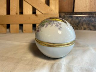 Vintage Limoges Castel France Egg Shaped Lidded Trinket Box with Birds 3