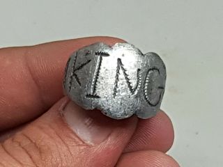 Extremely Rare Ancient Roman Silver Ring With Inscription King.  9,  5 Gr.  24 Mm