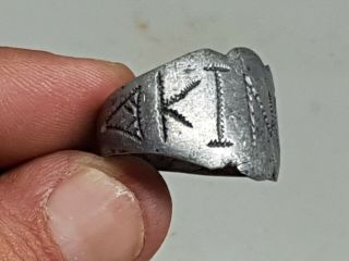 EXTREMELY RARE ANCIENT ROMAN SILVER RING WITH INSCRIPTION KING.  9,  5 GR.  24 MM 2