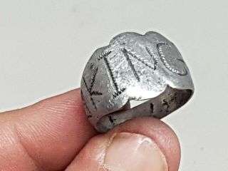 EXTREMELY RARE ANCIENT ROMAN SILVER RING WITH INSCRIPTION KING.  9,  5 GR.  24 MM 3