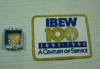 Ibew 100th Anniversary Rhinestone Pin And Iron - On Patch A Century Of Service
