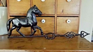 Vintage Metal Horse Weathervane Topper W/heart Arrow Folky Farmhouse Decor