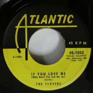 CLOVERS 45 Blue Velvet / If You Love Me ATLANTIC Doowop VG,  Cg 158 2