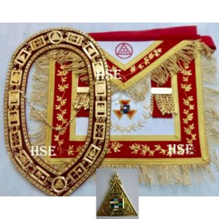 Masonic Royal Arch Php Past High Priest Apron With Collar & Jewel Red - Hse