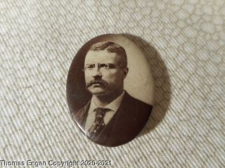 1904 Theodore Roosevelt Presidential Campaign Oval Pinback & Round Stickpin Pin 2