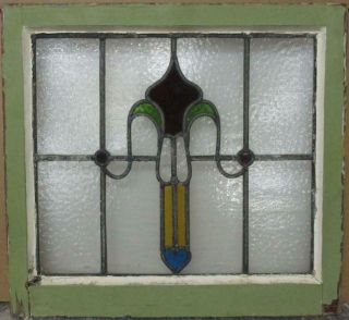 Old English Leaded Stained Glass Window Abstract With Heart 20.  25 " X 18.  75 "