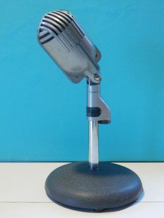 Vintage 1940s Shure 708a Zeplin Microphone And Desk Stand Old Antique Prop Deco