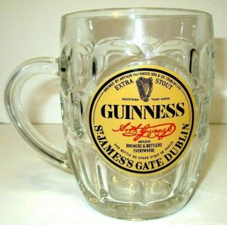 Guinness Beer Mug Extra Stout St.  James Gate Dublin Souvenir Clear Faceted Glass