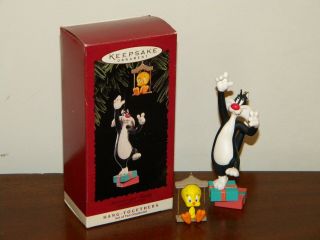 Sylvester & Tweety Hang - Togethers Looney Tunes 1995 Mib 2 Hallmark Ornaments