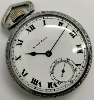 Vintage South Bend Grade 219 19 Jewel 16s Pocket Watch Running