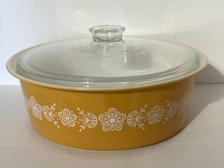 Vintage Pyrex 664 Butterfly Gold 4 Qt Big Bertha With Lid Pristine
