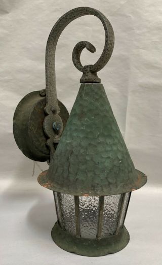 Vtg Antique Gothic Arts & Craft Mission Craftsman Porch Wall Light Lamp (a25)
