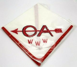 Vintage Embroidered Order Of The Arrow Oa Chief Neckerchief Red White Boy Scouts