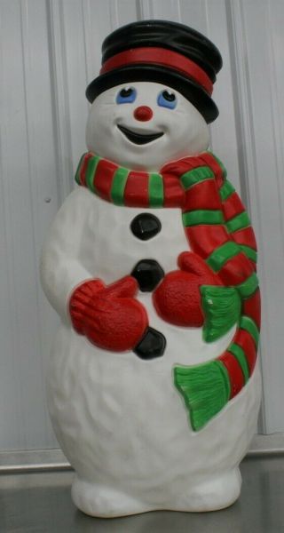 Vintage Grand Venture Christmas Snowman Blow Mold Lawn Decoration Lights Up 38 "
