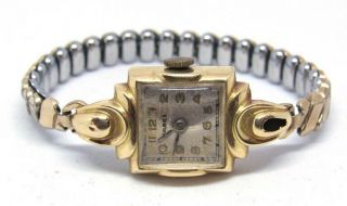 Vintage Ladies 15 Rubies 14k Solid Gold Wrist Watch (56 14k 0.  585)