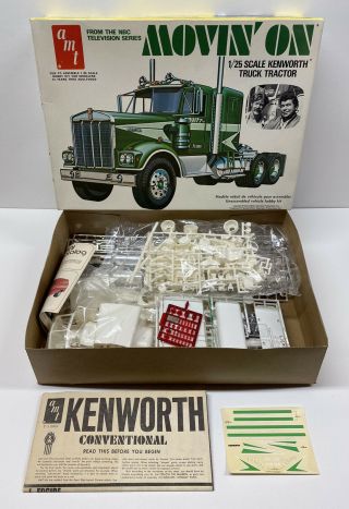 Vintage Amt Movin On Kenworth Truck Tractor 1:25 Scale Plastic Model Kit T560