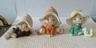 Vintage Homco Pixie Elf Fairy Figurines Set Of 3 Shelf Sitters