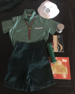 Vintage Girl Scout Camp Uniform - Blouse - Shorts - Hat - Bolo - Flashlite - Books 1950’s