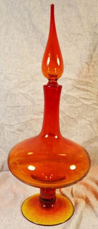 Blenko Amberina Glass Decanter 6212 S Euc Mcm Vintage Retro W/ Stopper 16 " Rare