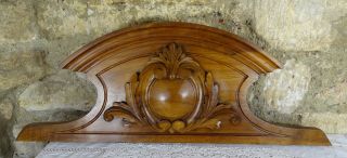 31 " French Antique Pediment - Crest In Solid Walnut Wood Salvage