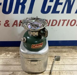 Vintage 1966 Coleman 502 Camp Stove Dated 8/66 W/metal Cooking Kit