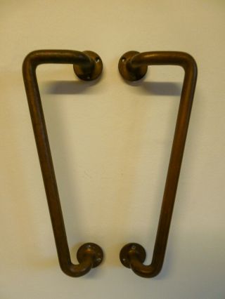 2 X Vintage Reclaimed Solid Bronze? Brass Tubular Door Handles From Old School