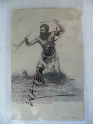 Antique Vintage Old Photo Postcard Aboriginal Man With Boomerang And Sticks