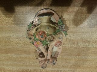 Antique Hubley Cast Iron Basket Of Flowers Door Knocker With Paint