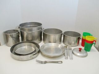 Vintage Bsa Boy Scouts Of America Mess Kit 22 Piece Pots Pans Plates And More