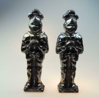A Antique Art Deco Cast Iron Knights With Silvered Finish C.  1920