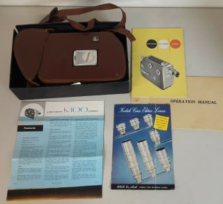 Vintage Eastman Kodak 16mm Cine K - 100 Turret Camera With Leather Case & Manuals