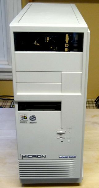Vintage 1997 Micron Home Mpc Pc Computer Case W/ Motherboard Ram Cpu Exc Cond