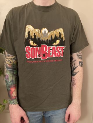 Son Of Beast Roller Coaster Paramount’s Kings Island Vtg Brown Shirt Medium/ L