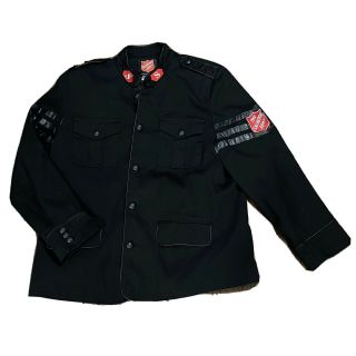 Salvation Army Logo Button Up Jacket Patch Pockets Rare 2x Xxl